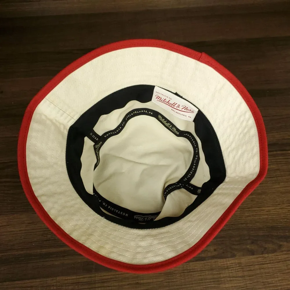 Miami Heat‎ Mitchell & Ness NBA Bucket Hat L Large 7 1/4 Cream Red Edge Cap New